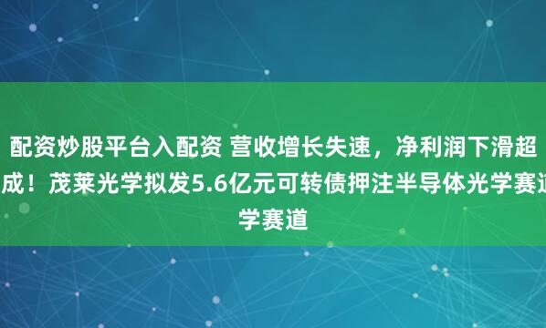 配资炒股平台入配资 营收增长失速，净利润下滑超2成！茂莱光学拟发5.6亿元可转债押注半导体光学赛道
